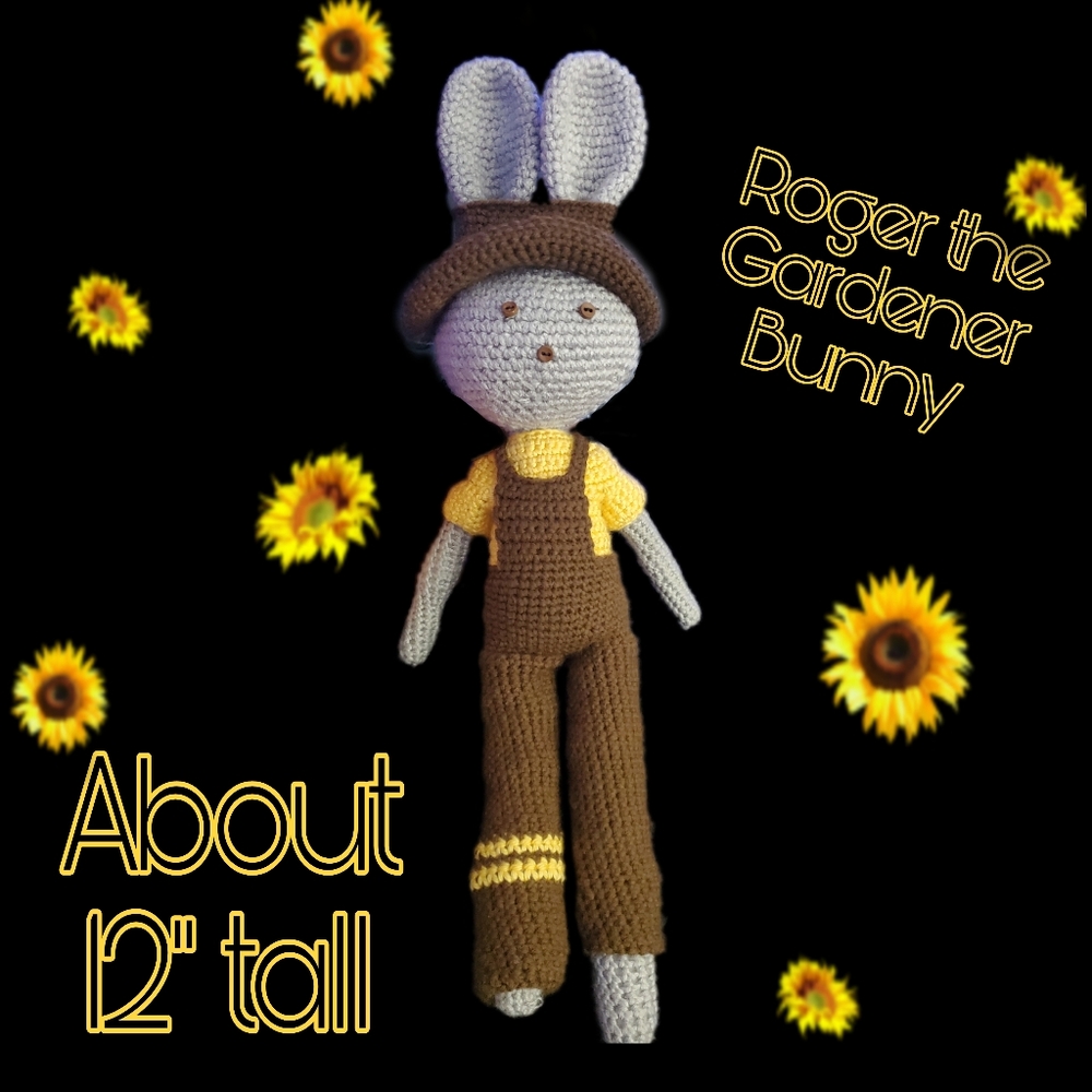 Handmade Crochet Gardener Bunny